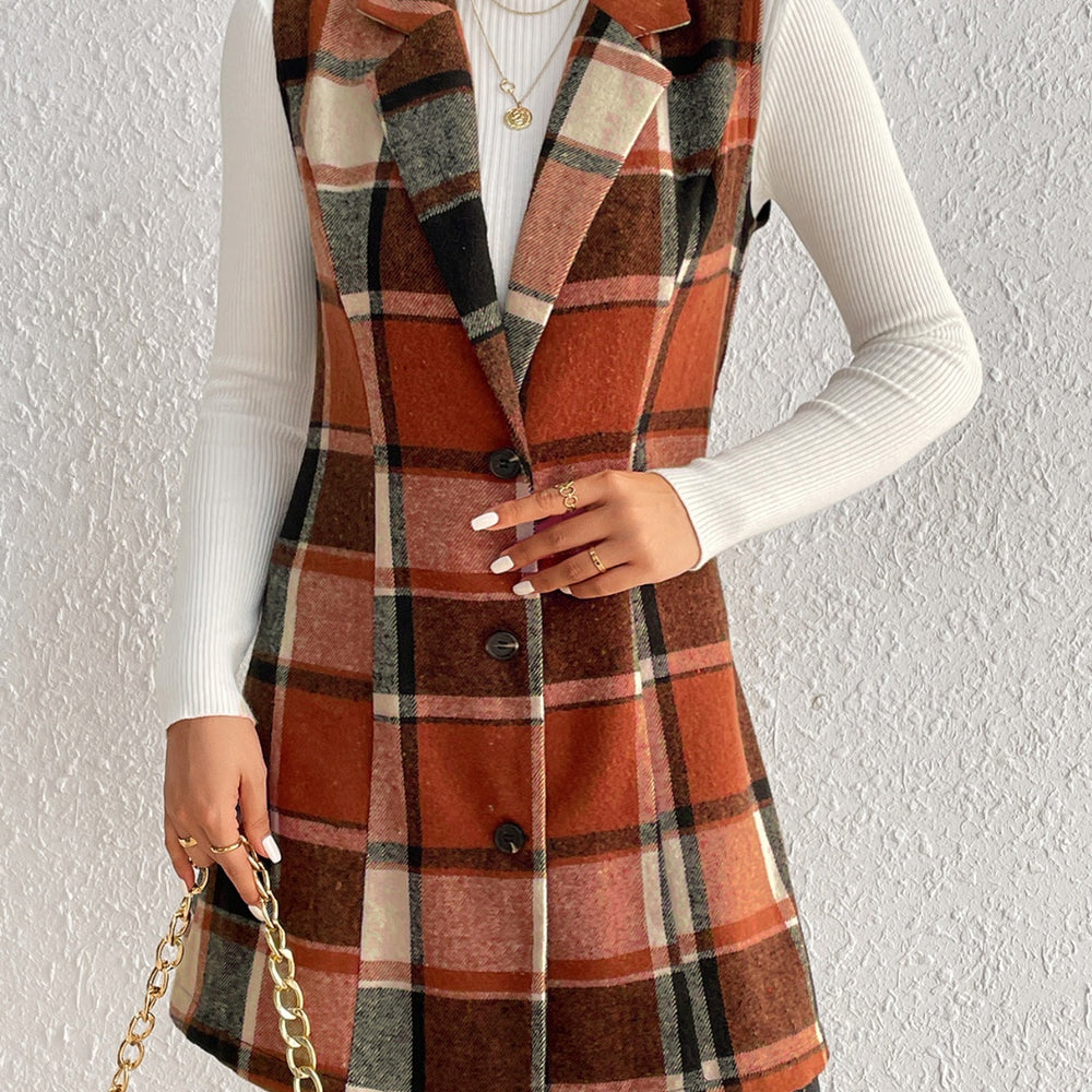 
                  
                    Plaid Button Up Vest Coat - Black Ivory Apparel and Boutique
                  
                