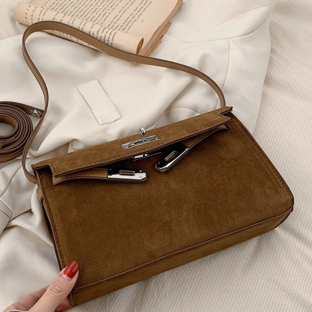 Suede PU Leather Strap Shoulder Bag