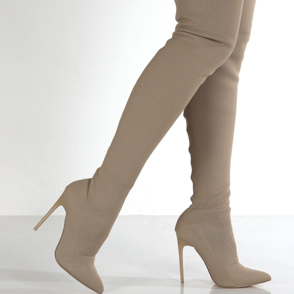 Point Toe Over Knee Stiletto Boots