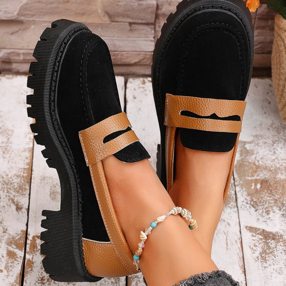 
                  
                    Contrast Suede Platform Loafers
                  
                