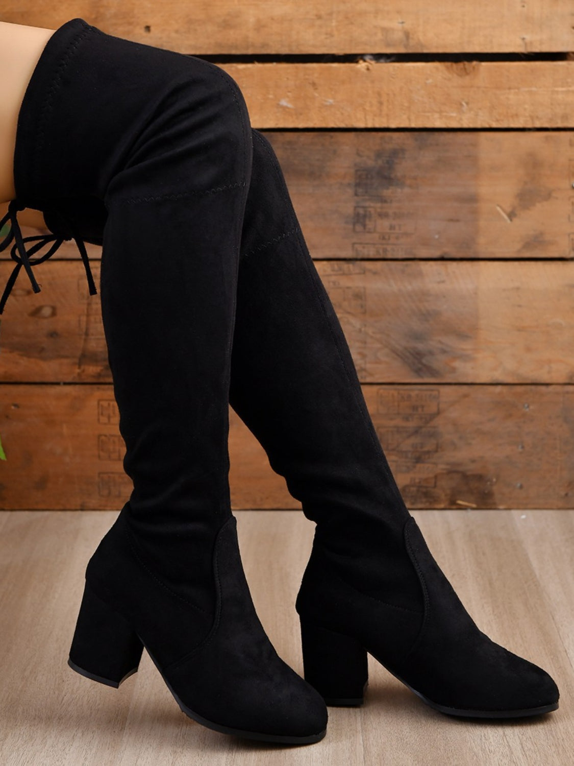 Round Toe Block Heel Boots - Black Ivory Apparel & Boutique