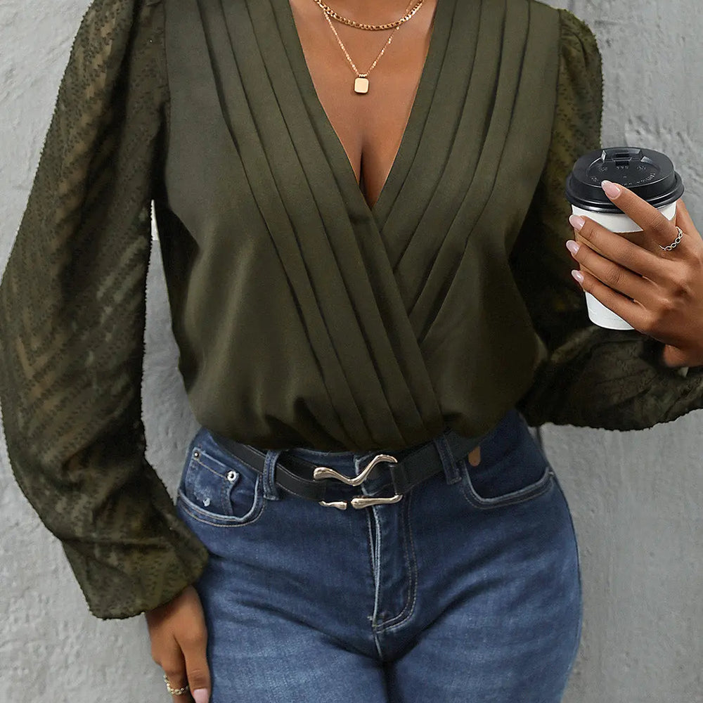 
                  
                    Ruched Surplice Long Sleeve Bodysuit Trendsi
                  
                