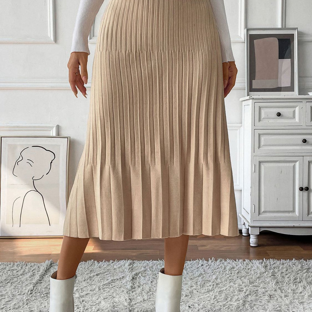 Perfee Pleated Midi Sweater Skirt