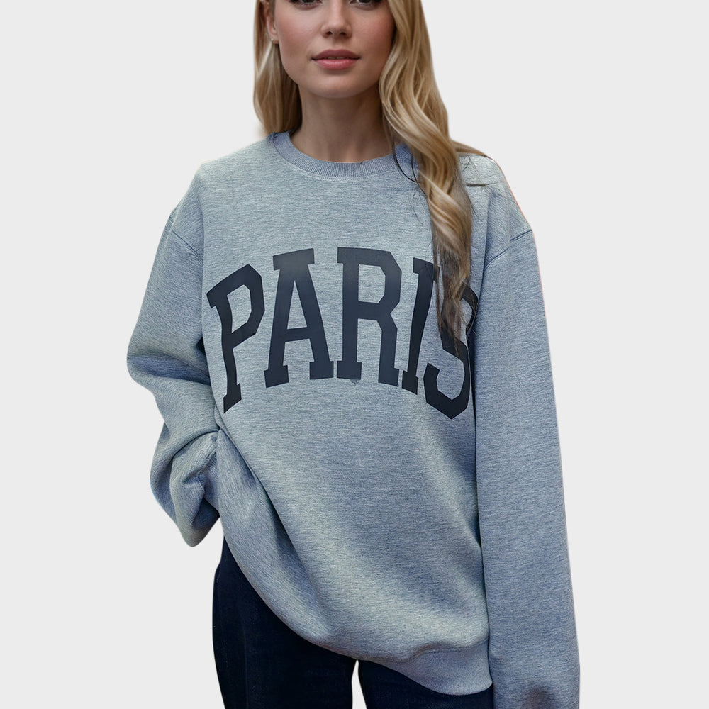 Basic Bae PARIS Round Neck Long Sleeve Air Scuba Sweatshirt