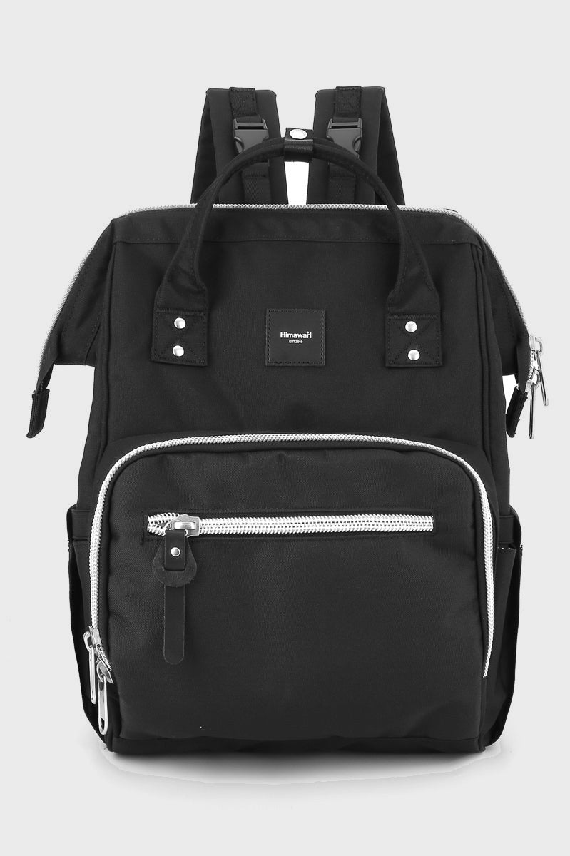 Himawari Waterproof Canvas Backpack Bag with Side Pockets - Black Ivory Apparel & Boutique