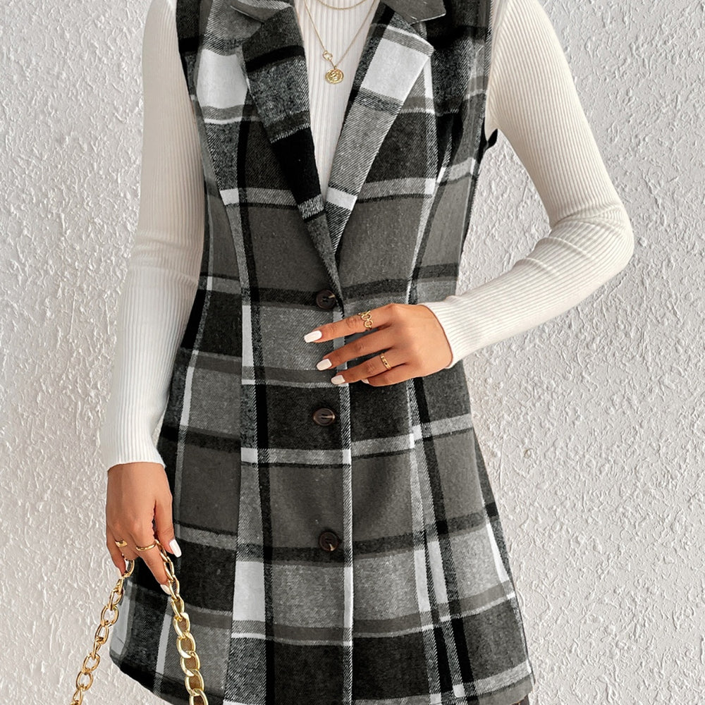 
                  
                    Plaid Button Up Vest Coat - Black Ivory Apparel and Boutique
                  
                