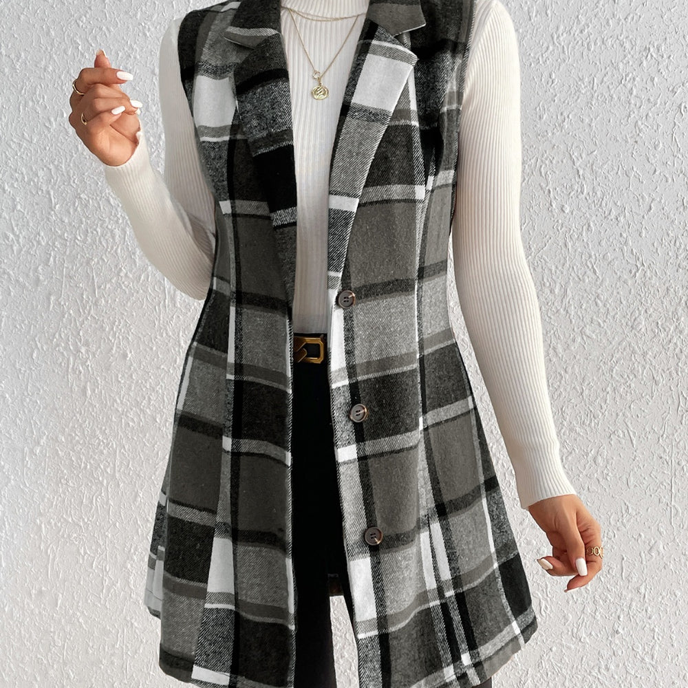 
                  
                    Plaid Button Up Vest Coat - Black Ivory Apparel and Boutique
                  
                