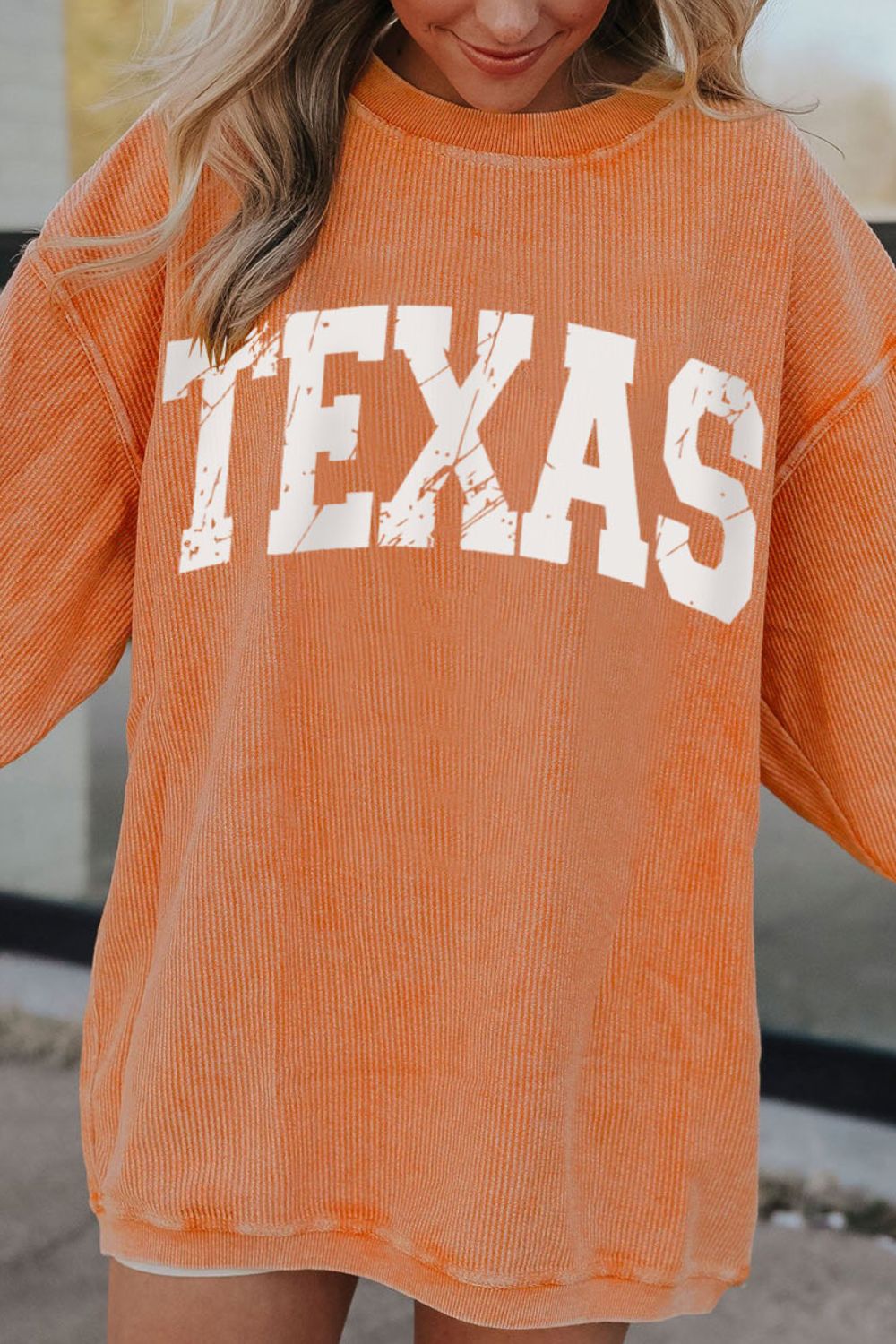 TEXAS Round Neck Long Sleeve Sweatshirt - Black Ivory Apparel and Boutique