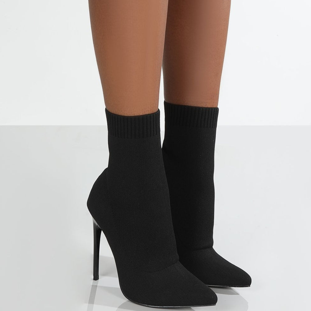 Mesh Point Toe Stiletto Boots