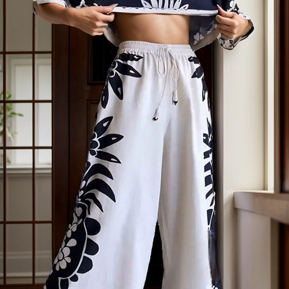 
                  
                    Printed Half Sleeve Top and Wide Leg Pants Set - Black Ivory Apparel and Boutique
                  
                