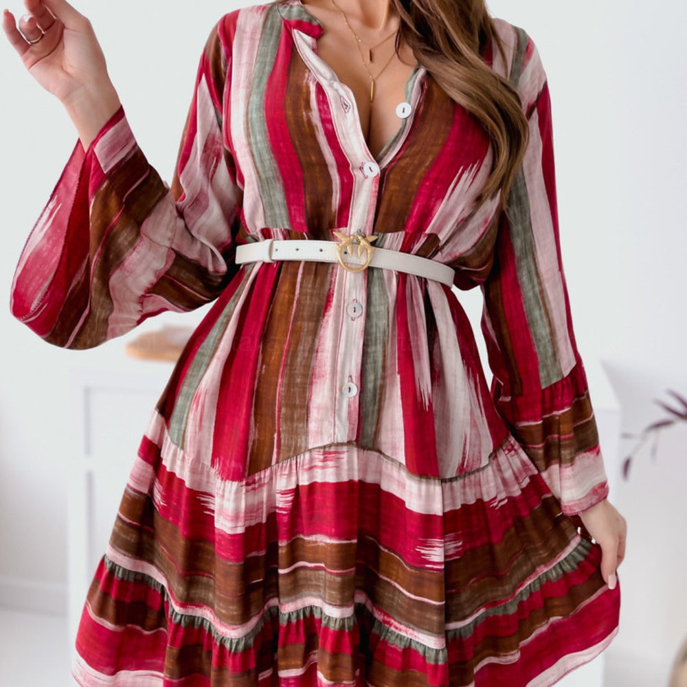 
                  
                    Buttoned Striped Long Sleeve Mini Dress
                  
                