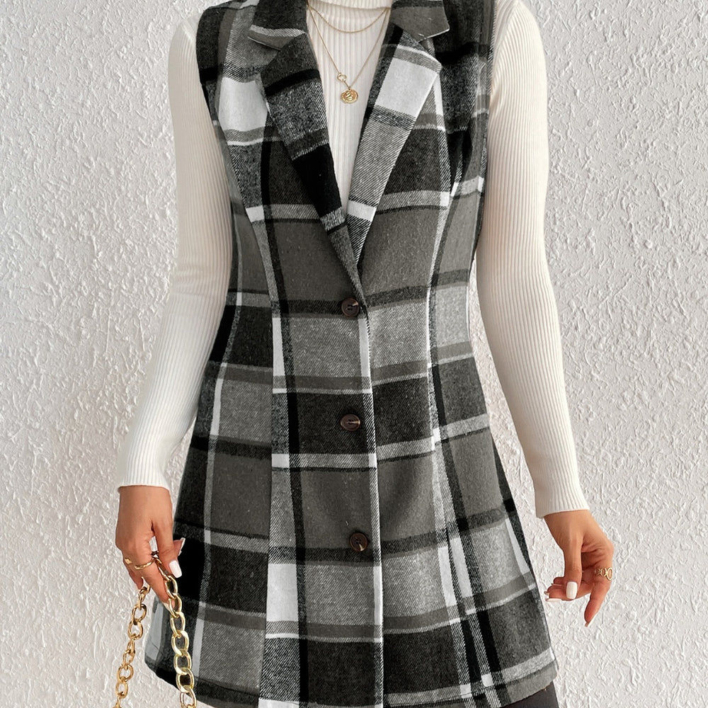 
                  
                    Plaid Button Up Vest Coat - Black Ivory Apparel and Boutique
                  
                