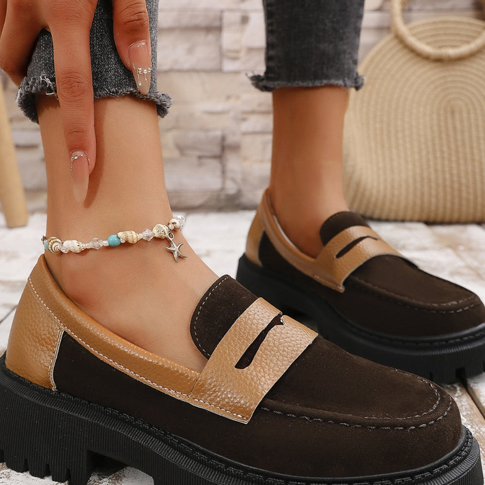 
                  
                    Contrast Suede Platform Loafers
                  
                