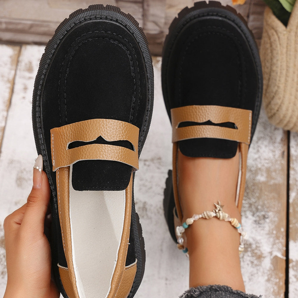 
                  
                    Contrast Suede Platform Loafers
                  
                