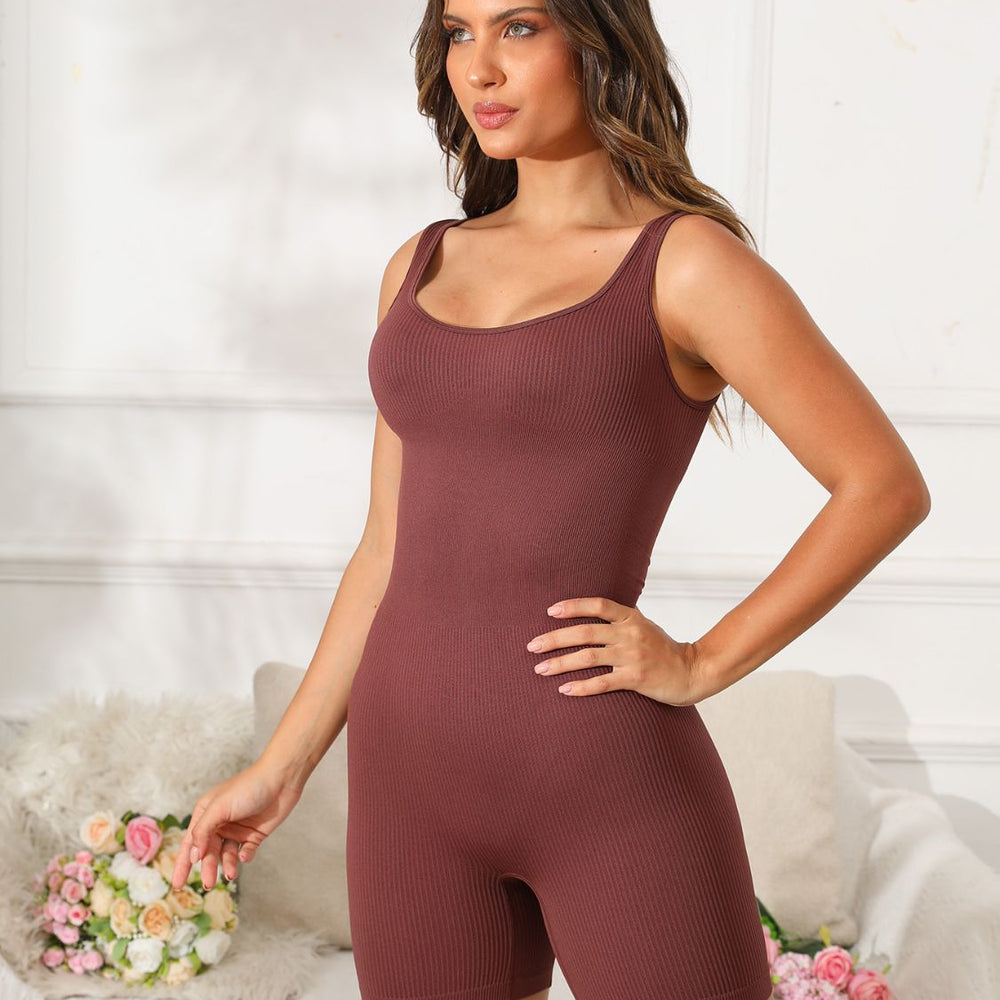 Scoop Neck Wide Strap Active Romper