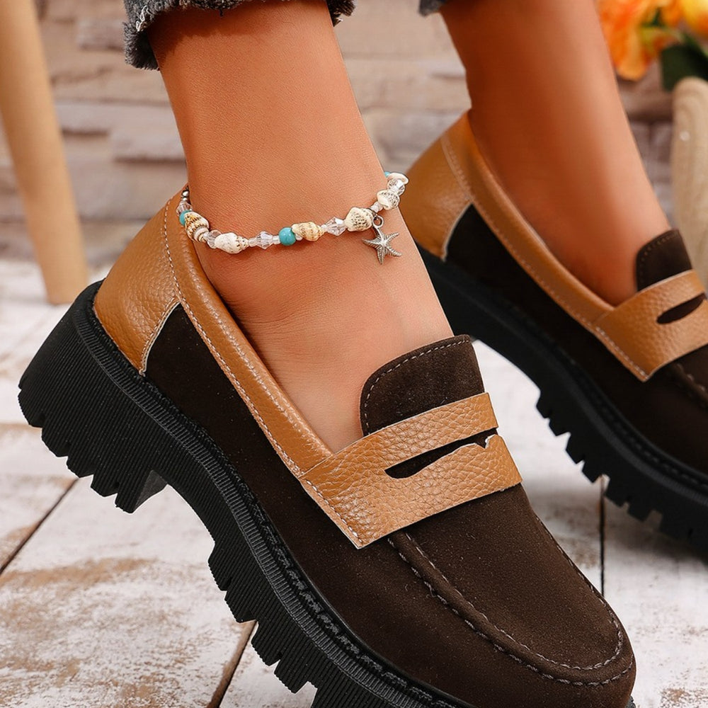 
                  
                    Contrast Suede Platform Loafers
                  
                