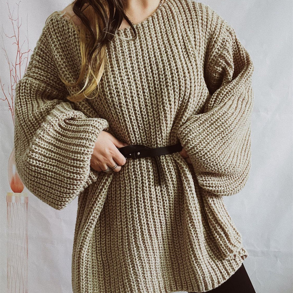 
                  
                    Boat Neck Long Sleeve Sweater with Belt
                  
                