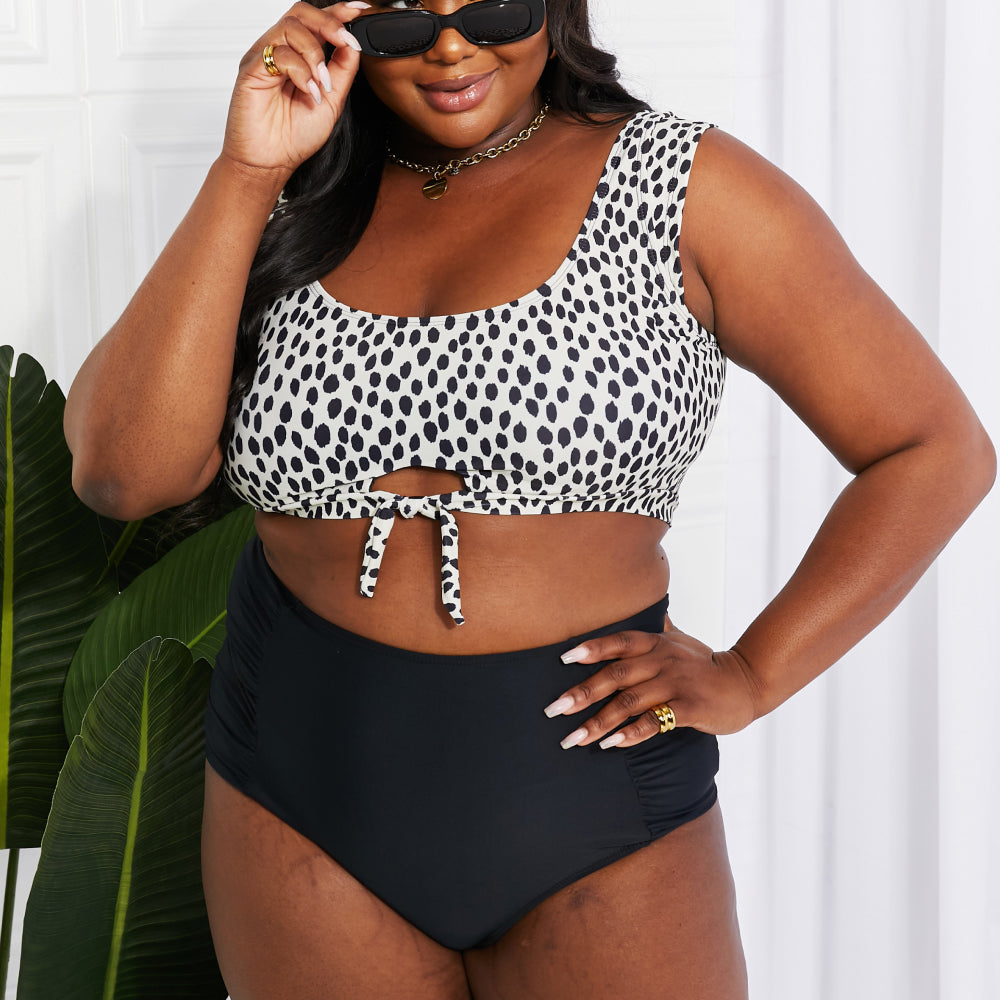 
                      
                        Marina West Swim Sanibel Crop Swim Top and Ruched Bottoms Set in Black
                      
                    